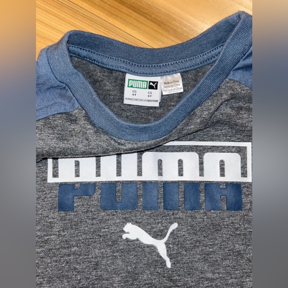 PUMA Kids Boy 3Pc Set Brand Logo Shirts And Pants, Blue/Grey Size 4T Kids - Picture 9 of 13